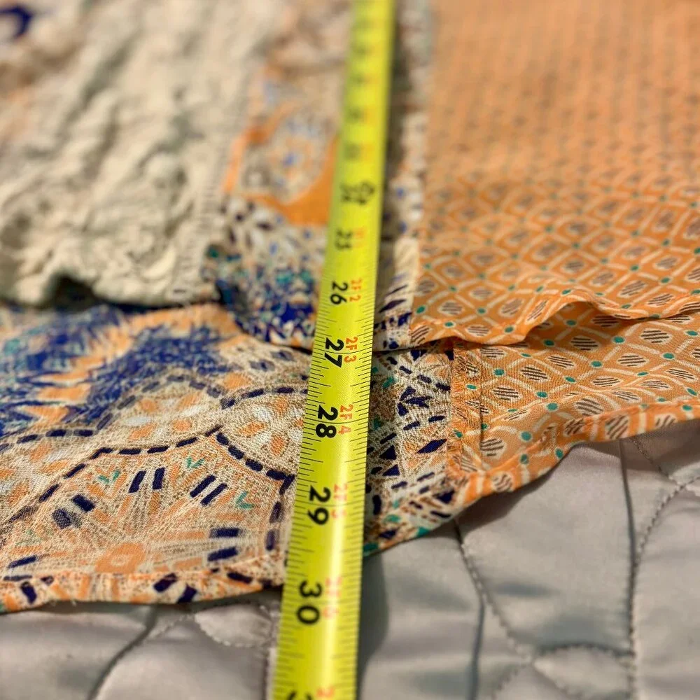 Anthropologie Meadow Rue Peach Lace Inset Tie Neck Sheer Boho Tunic Blouse XS - Picture 6 of 8